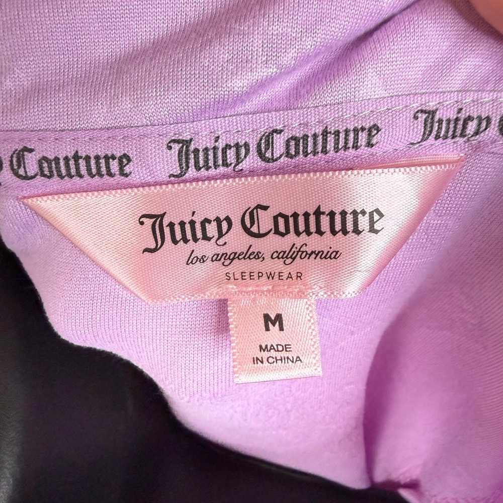 Juicy Couture Women's Short Sleeve Button Front Pajama Top Purple Size Medium - Picture 3 of 5